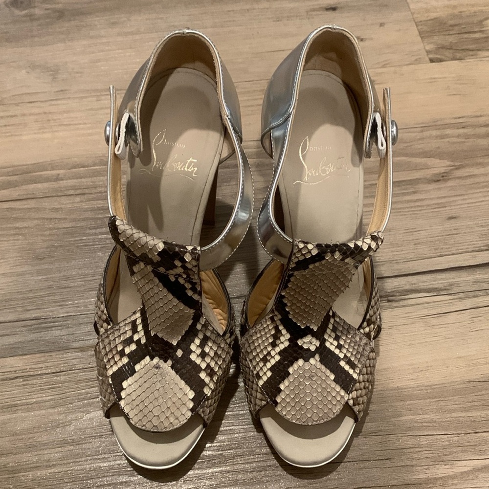 Christian Louboutin size 37 snakeskin chunky heels